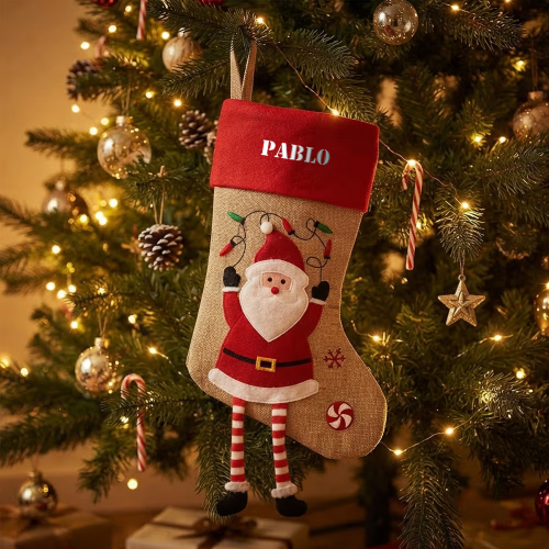 Bota de Navidad con figuras navideñas bordada con nombre Bota de Navidad con figuras navideñas bordada con nombre