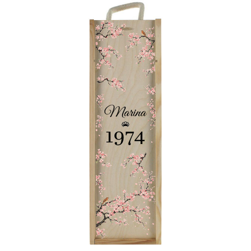 Caja de vino o champán personalizada cerezos Caja de vino o champán personalizada cerezos