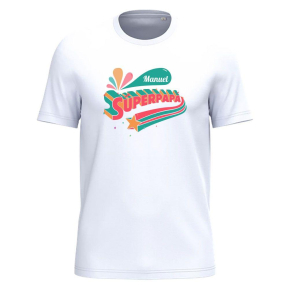 Camiseta personalizada para hombre Super Papá 100% algodón orgánico Camiseta personalizada para hombre Super Papá 100% algodón orgánico