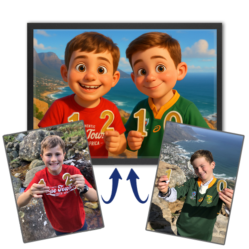 Fotomontaje para un retrato al estilo de película de animación 3D Fotomontaje para un retrato al estilo de película de animación 3D