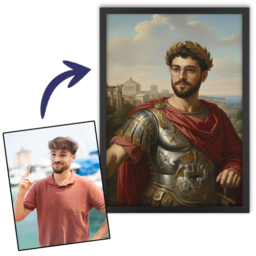 Retrato de un hombre transformado en figura histórica Retrato de un hombre transformado en figura histórica