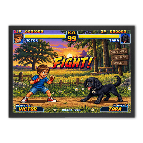 Retrato personalizado - Duelo arcade retro Retrato personalizado - Duelo arcade retro