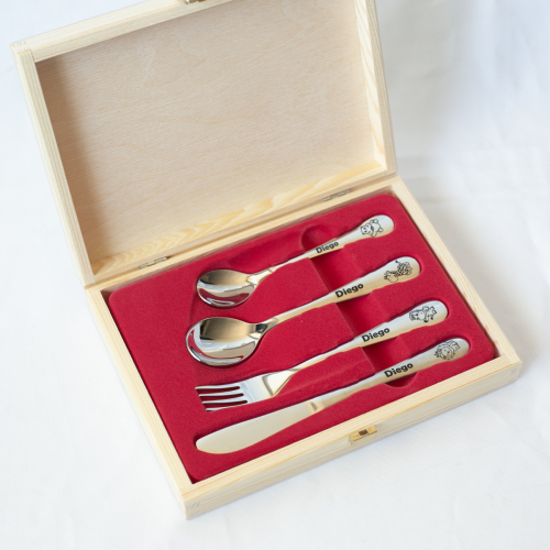 Set de cubiertos infantil personalizado Savana con foto Set de cubiertos infantil personalizado Savana con foto