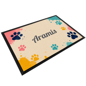 Alfombrilla para comedero personalizada huellitas Alfombrilla para comedero personalizada huellitas