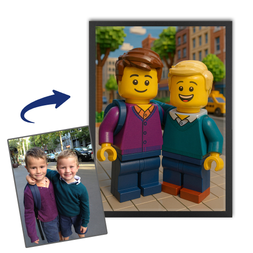 Retrato de figuritas de ladrillos a partir de una foto Retrato de figuritas de ladrillos a partir de una foto