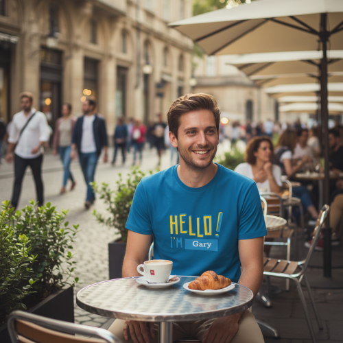 Camiseta personalizada HELLO 100% algodón orgánico Camiseta personalizada HELLO 100% algodón orgánico