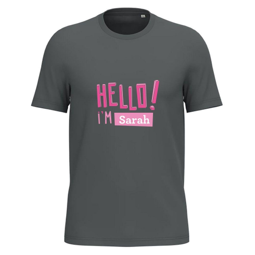 Camiseta personalizada HELLO 100% algodón orgánico Camiseta personalizada HELLO 100% algodón orgánico