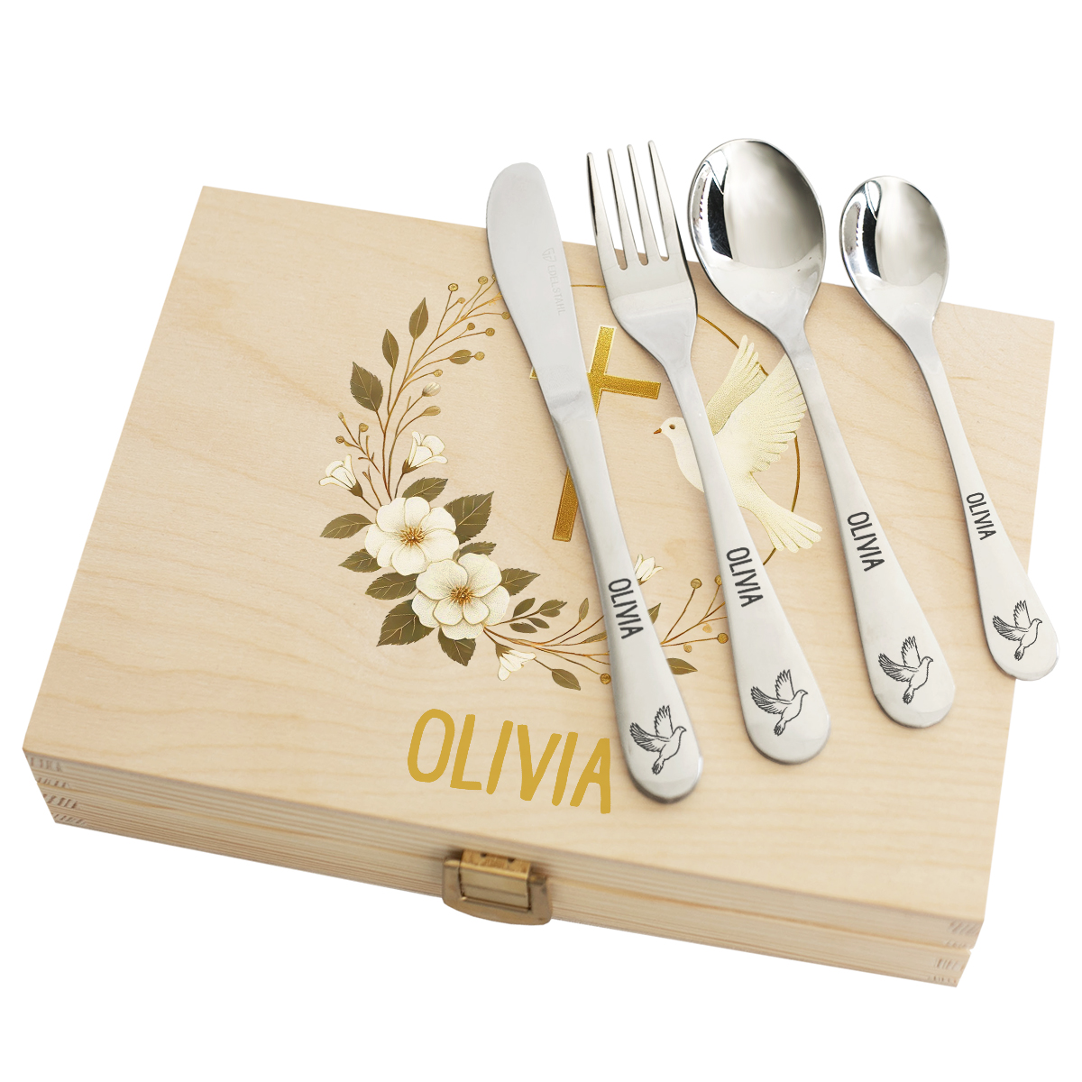 Cubiertos grabados y caja impresa Cubiertos grabados y caja impresa