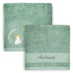 Toalla infantil personalizada 70 x 140 cm - Pingüino Verde