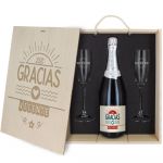 2 copas | caja | botella