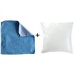 Cubierta blanca / azul y almohadón