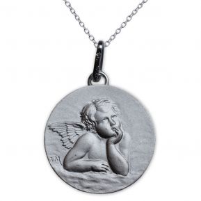 Medalla del Ángel de Rafael en plata maciza grabada