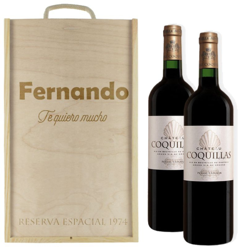 Caja de vino 2 botellas personalizada con un texto