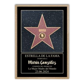 Certificado personalizado del  Walk of Fame con marco