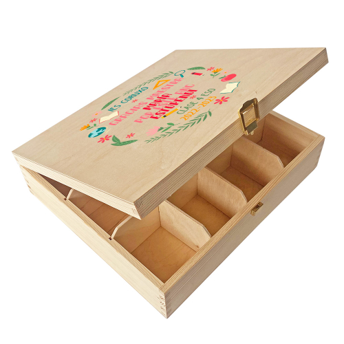 Caja de té personalizada con 12 compartimentos fin de año