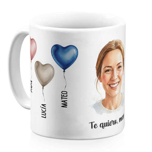 Taza Personalizada Globos Coraz&oacute;n