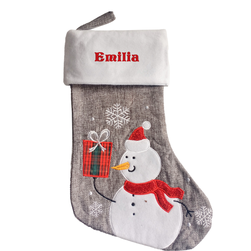 Bota de Navidad Personalizada Efecto Lino Gris