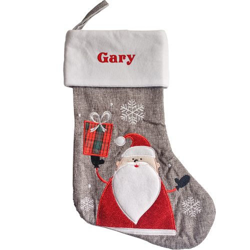 Bota de Navidad Personalizada Efecto Lino Gris