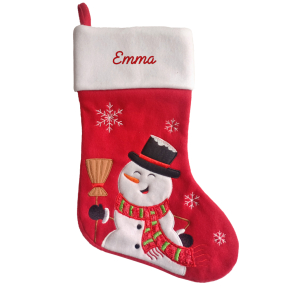 Bota de Navidad Personalizada de Fieltro Rojo Muñeco de Nieve Bota de Navidad Personalizada de Fieltro Rojo Muñeco de Nieve