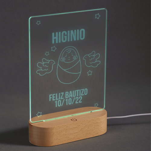 Lámpara Plexiglás Personalizada Bautizo