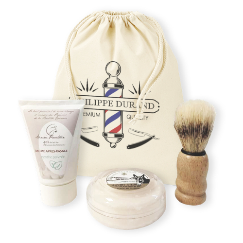 Kit de afeitado personalizado con brocha, crema y jabón