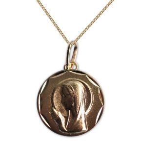 Medalla de la Virgen María de la Oración grabada en oro