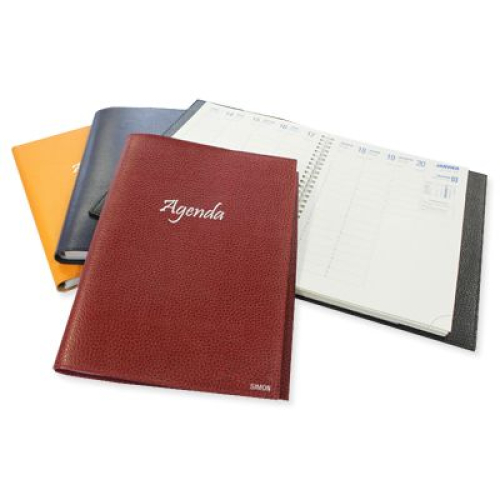 Agenda en cuero abierto
