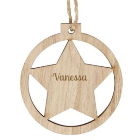 Bola navideña de madera personalizada Estrella