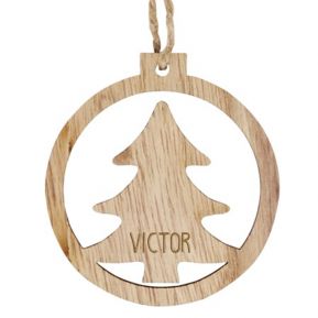 Bola de Navidad en madera personalizada Pino