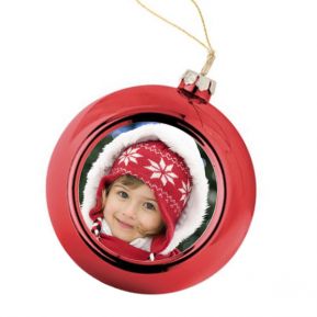 Bola de Navidad roja personalizada con foto