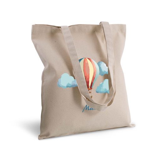 Bolsa de algodón con nombre y globo estampado