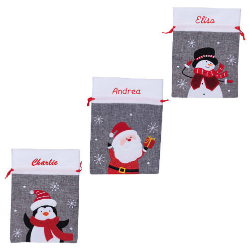 Bolsa de regalo de Navidad gris personalizada