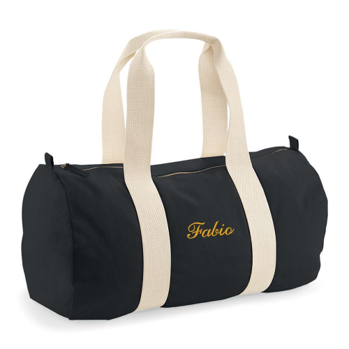 Bolsa de deporte negra bordada 