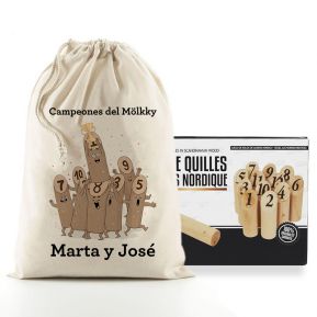 Juego de Mölkky con estuche personalizado de bolos animados