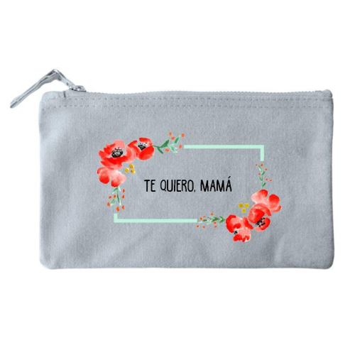 Bolsa pequeña personalizada flores en acuarela gris