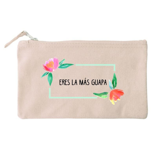 Bolsa pequeña personalizada flores en acuarela natural