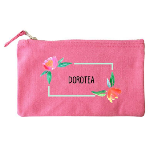 Bolsa pequeña personalizada flores en acuarela rosa