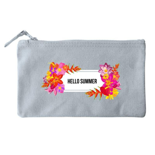 Bolsa pequeña personalizada con flores exoticas gris