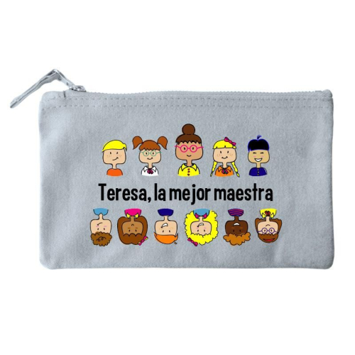 Bolsa pequeña personalizada gracias maestra gris