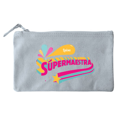 Bolsa pequeña personalizada súper maestra gris