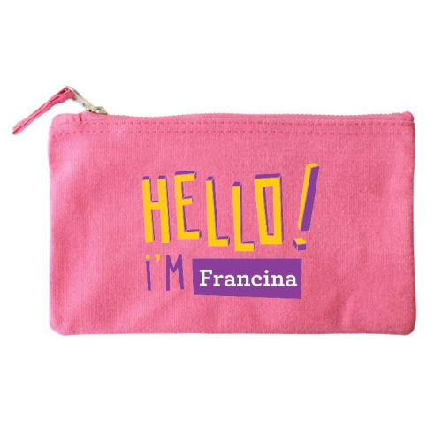 Bolsa pequeña personalizada HELLO rosa