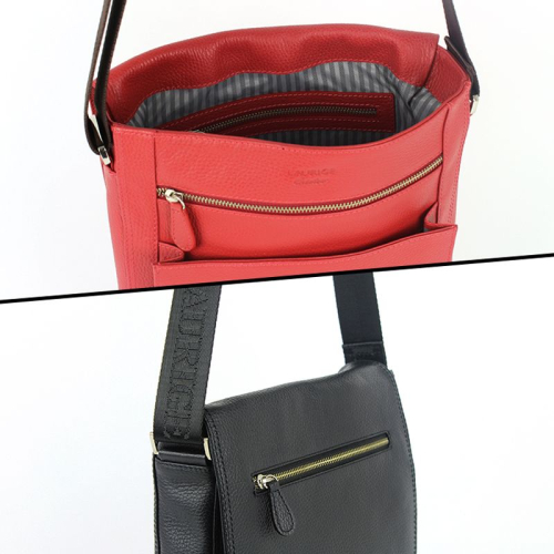 Bolso bandelera City en cuero personalizada abierto