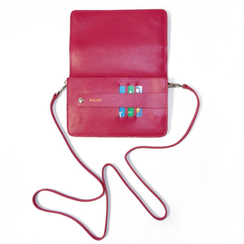 bolso de mano planeta en cuero abierto