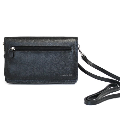 bolso de mano planeta en cuero color negro