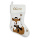 Bota de Navidad blanca bordada con un nombre