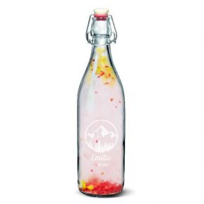 Botella de 1 litro en vidrio personalizada con tapón mecánico