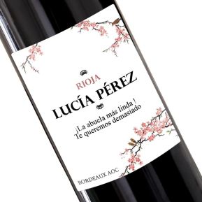 Botella de vino personalizada Cereza