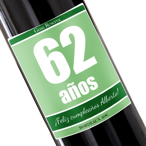 Botella de vino personalizada cumpleaños verde