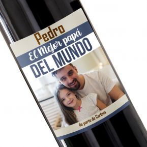 Botella de vino personalizada Papà foto