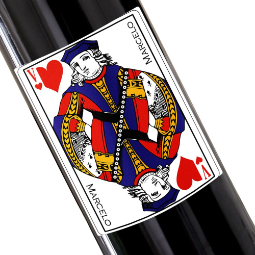 Botella de vino personalizada juego de cartas